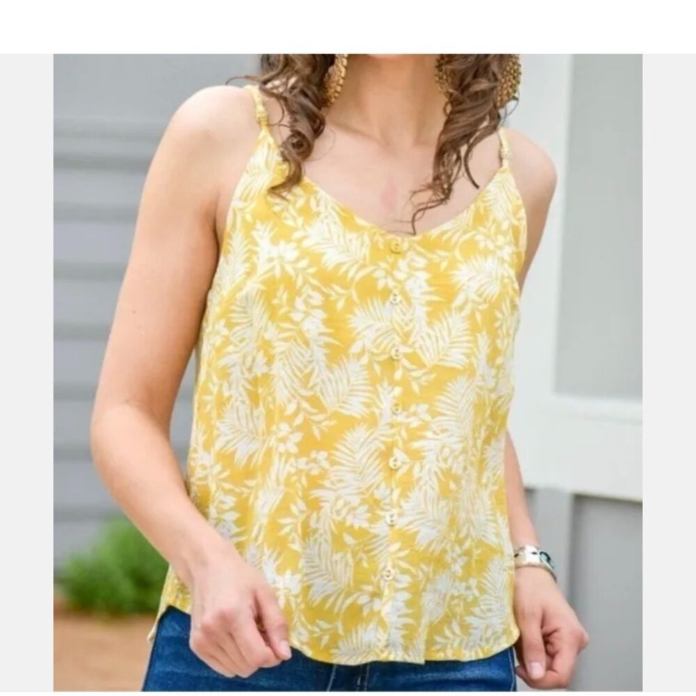 NWT Mine Sz S Botanical / Palm Print Cami Tank Top Tropical Leaf Camisole